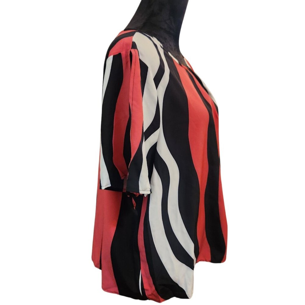 NWT Emery Rose Black, Pink and White Stripe Blouse Size 2XL - Picture 6 of 6